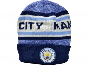 Man City Turn Up Knitted Hat Sky Navy White 2034 1508