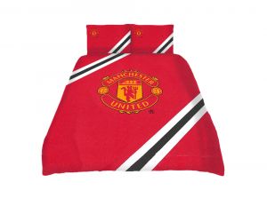 Man Utd Core Reversible Stripe Double Duvet and Pillow Case Set