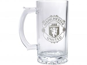 Man Utd Crest Mono Crest Stein Pint Glass