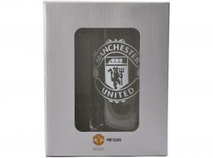 Man Utd Crest Mono Crest Stein Pint Glass