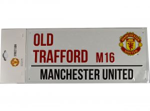 Man Utd Metal White Street Sign