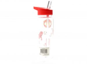 Man UTD Stripe Kids Mascot Bottle Red With Drinking Straw