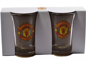 Man Utd Two Pack Word Mark Shot Glasses