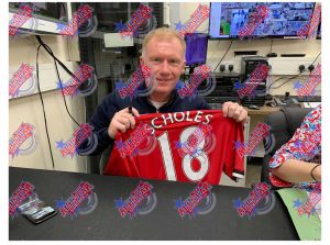 Man UTD FC Scholes Signed Framed Football Shirt