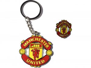 Manchester United Premium Boxed Executive Crest Keyring and Badge Set