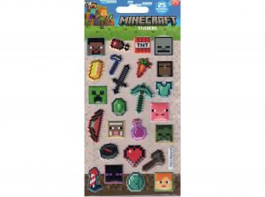 Minecraft Pack of 25 Reusable Puffy Stickers