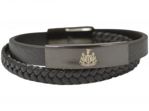 Newcastle United Black Leather Bracelet