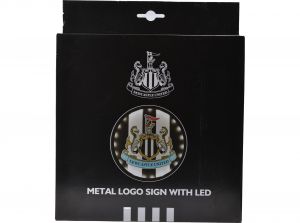 Newcastle United Round Metal Sign With LEDS Stripes