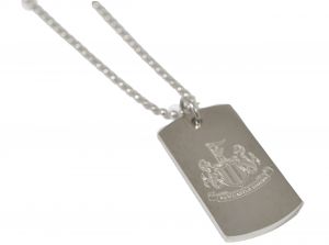 Newcastle United Stainless Steel Engraved Crest Dog Tag and Chain