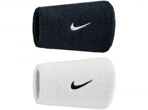 Nike Swoosh Classic Doublewide Wristbands 2pk Black White Black