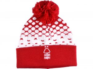Nottingham Forest Basic Fade Knitted Turn Up Bobble Hat Red White