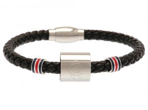 Rangers Stainless Steel Colour Ring Leather Bracelet