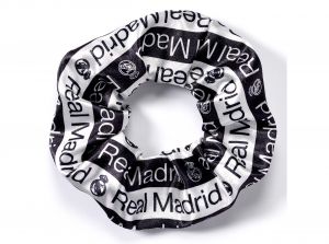 Real Madrid Crest and Cannon Hair Scrunchie Black White