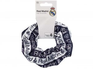 Real Madrid Crest and Cannon Hair Scrunchie Black White