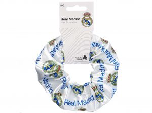 Real Madrid Crest and Cannon Hair Scrunchie Blue White