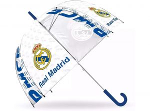 Real Madrid Kids Transparent 19 Inch Umbrella White Blue