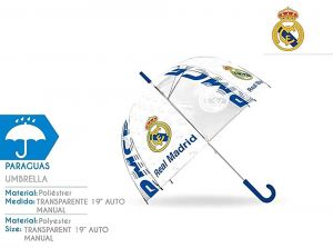 Real Madrid Kids Transparent 19 Inch Umbrella White Blue