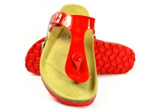 Sanosan Geneve Lacquered Red Womens Designer Thong Sandals