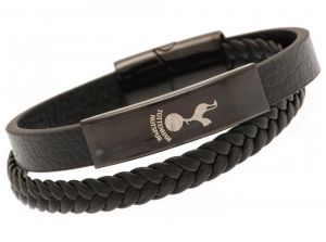 Spurs Black Leather Bracelet