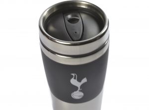 Spurs Executive Handleless Metallic Travel Mug Black Silver