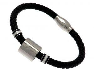 Spurs Stainless Steel Colour Ring Leather Bracelet