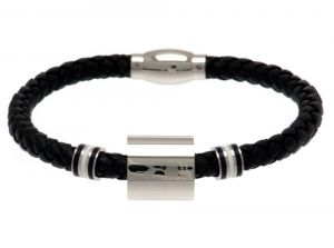 Spurs Stainless Steel Colour Ring Leather Bracelet