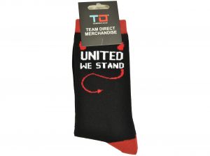 Team Direct Generic United We Stand Black Red 8 to 11 UK Adult Socks