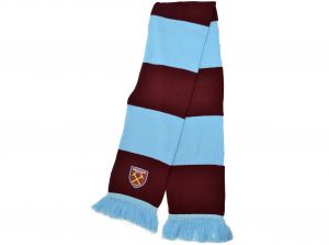 West Ham Bar Sky Burgundy Jacquard Knit Scarf