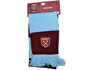 West Ham Bar Sky Burgundy Jacquard Knit Scarf