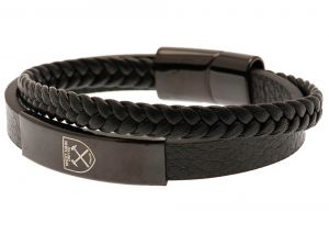 West Ham Black Leather Bracelet