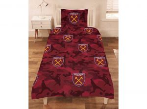 West Ham Camo Single Crest Duvet and Pillow Case Set