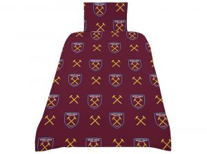 West Ham Claret Sky Single Duvet and Pillow Case Set Reversible