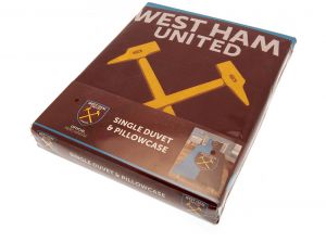 West Ham Claret Sky Single Duvet and Pillow Case Set Reversible