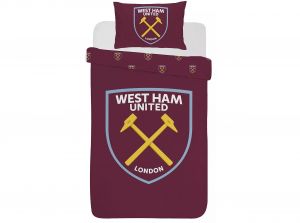 West Ham Crest Single Duvet and Pillow Case Set Reversible