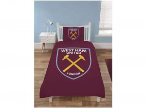 West Ham Crest Single Duvet and Pillow Case Set Reversible