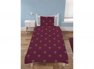 West Ham Crest Single Duvet and Pillow Case Set Reversible