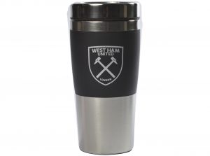 West Ham Executive Handleless Metallic Travel Mug Black Silver
