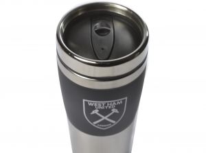 West Ham Executive Handleless Metallic Travel Mug Black Silver