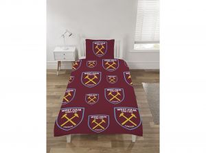West Ham Multi Crest Single Reversible Duvet and Pillow Case Set