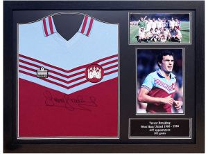 West Ham Sir Trevor Brooking 1980 Home Signed Framed Football Shirt
