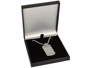 West Ham Stainless Steel Engraved Crest Dog Tag and Chain