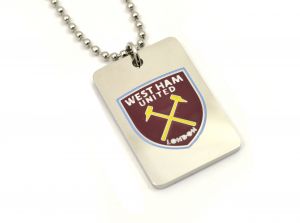 West Ham United FC Stainless Steel Enamel Crest Dog Tag and Chain