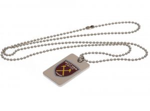 West Ham United FC Stainless Steel Enamel Crest Dog Tag and Chain
